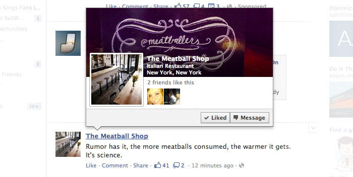 Facebook hover